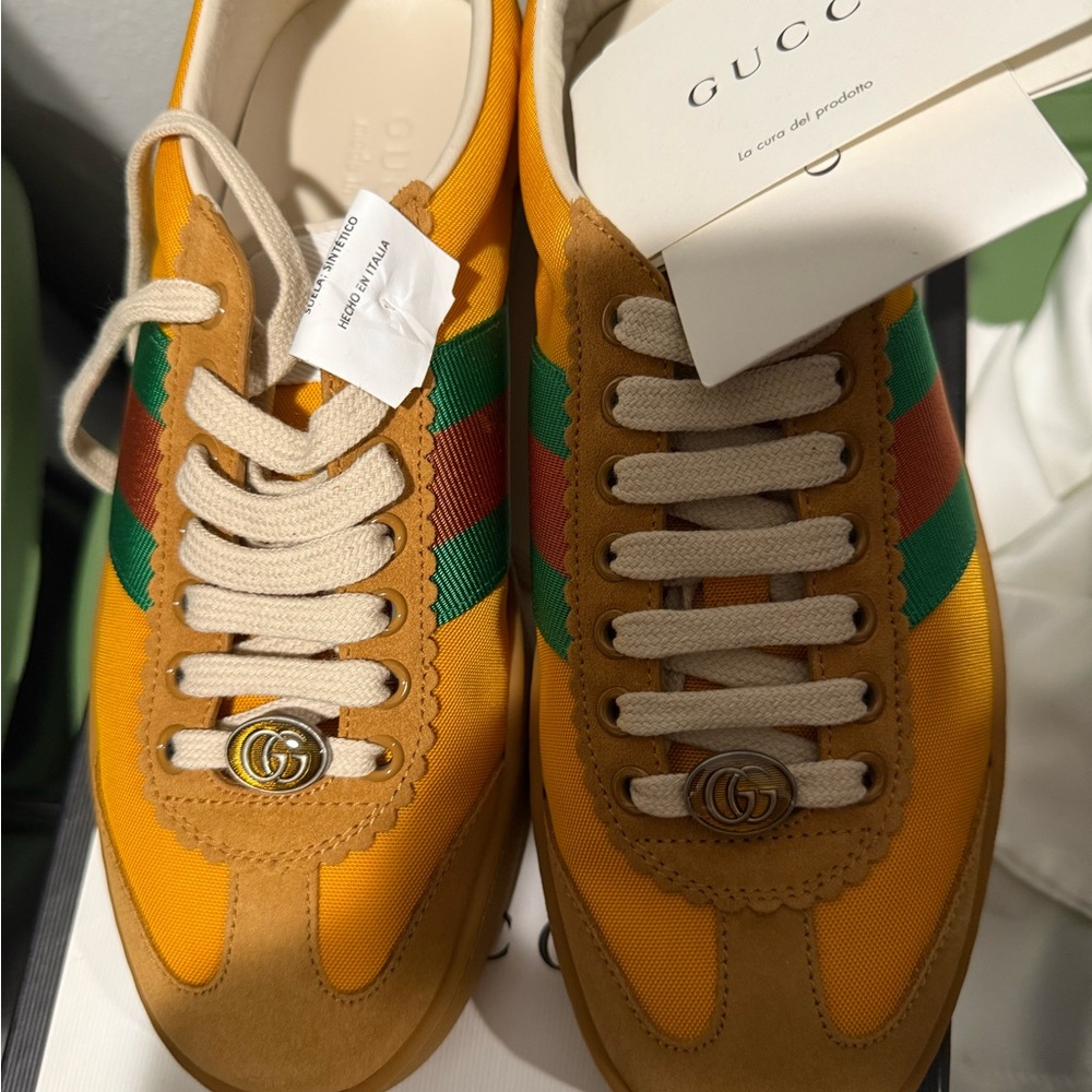 Gucci Men's Vibrant Yellow and Green Sneakers